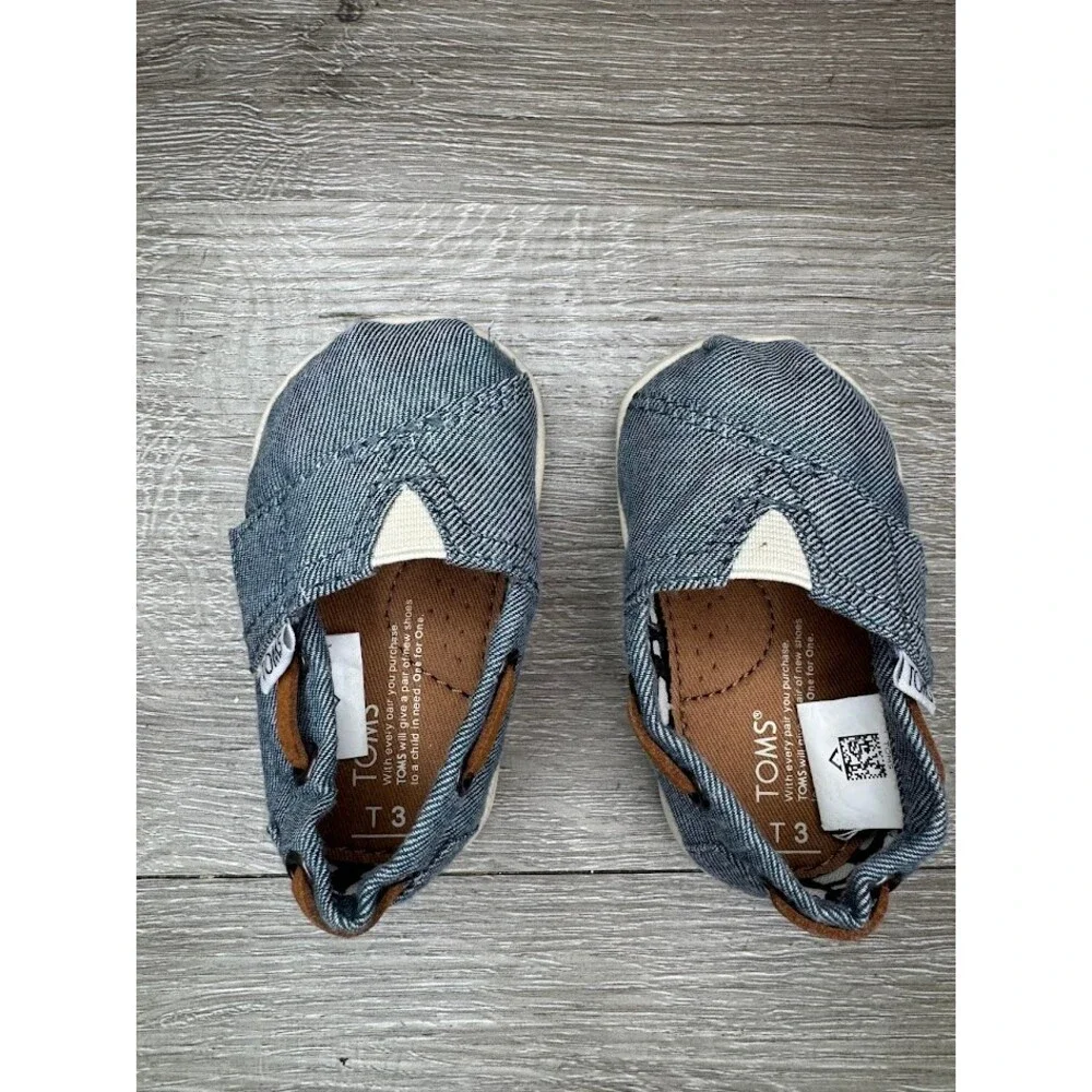 TOMS Toddler Size T3 Slip On Shoes Blue Chambray Casual Kids